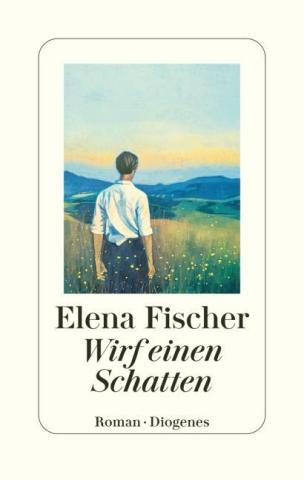 Cover Elena Fischer "Wirf einen Schatten", ein Junge steht in einer Blumenwiese und blickt in die Ferne